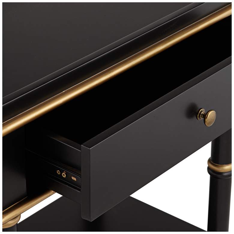 Cason 24 inch Wide Black and Gold Rectangular Side Table with Drawer more views