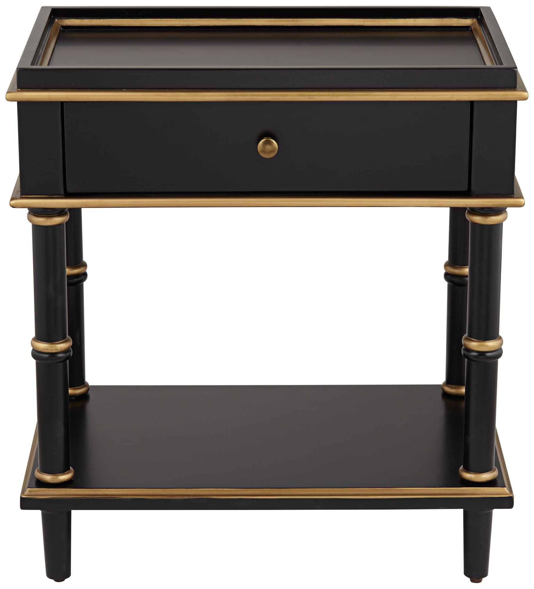 Cason 24" Wide Black and Gold Rectangular Side Table with Drawer 93P05 Lamps Plus