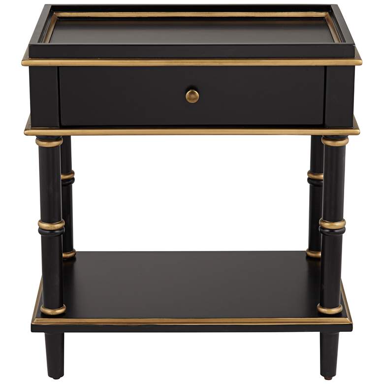 Image 7 Cason 24" Wide Black and Gold Rectangular Side Table with Drawer more views