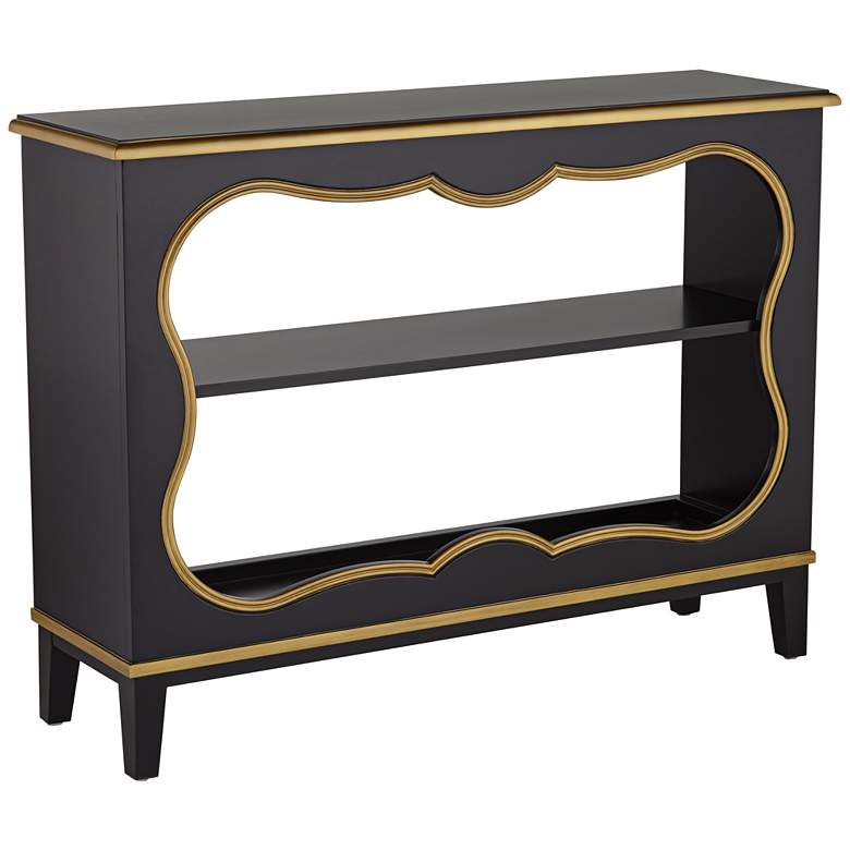 Image 2 Cason 48 inch Wide Black and Gold Bookcase