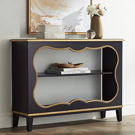Image1 of Cason 48" Wide Black and Gold Bookcase