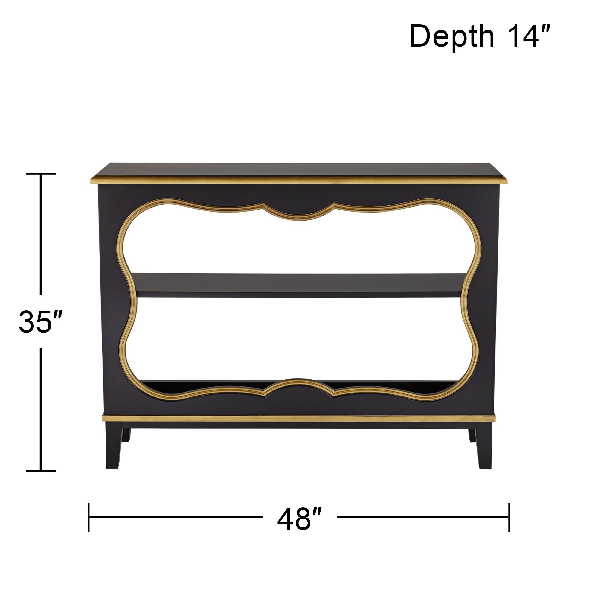 Cason 48" Wide Black and Gold Bookcase
