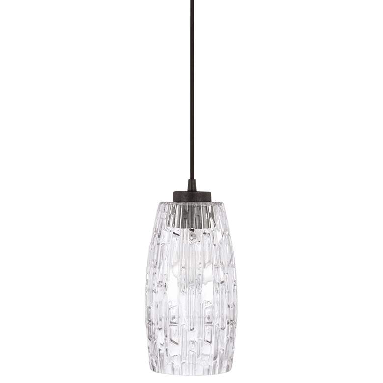Image 1 Casper 5 1/4" Wide Black Iron and Clear Glass Mini Pendant