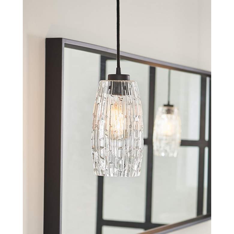 Image 1 Casper 5 1/4" Wide Black Iron and Clear Glass Mini Pendant