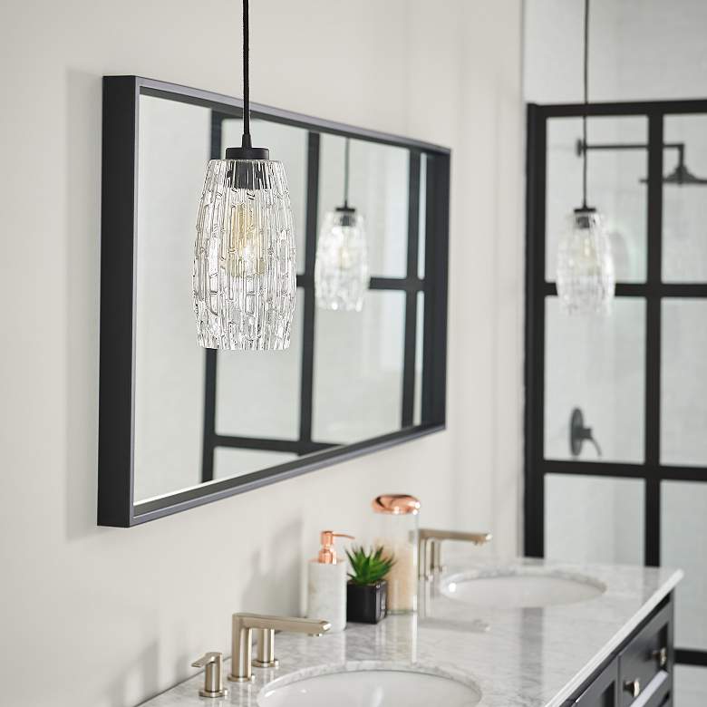 Image 5 Casper 5 1/4" Wide Black Iron and Clear Glass Mini Pendant more views