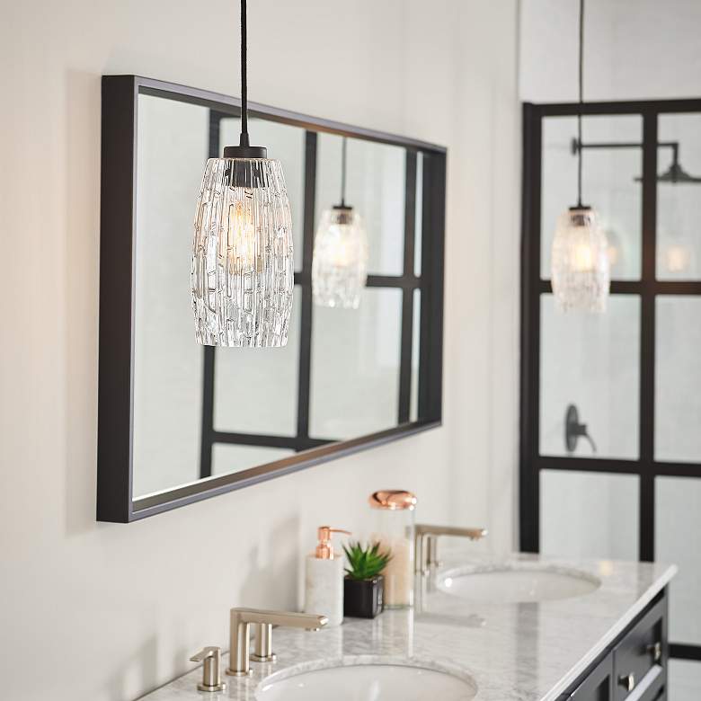 Image 6 Casper 5 1/4" Wide Black Iron and Clear Glass Mini Pendant more views