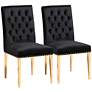 Caspera Black Velvet Fabric Tufted Dining Chairs Set of 2