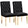 Caspera Black Velvet Fabric Tufted Dining Chairs Set of 2