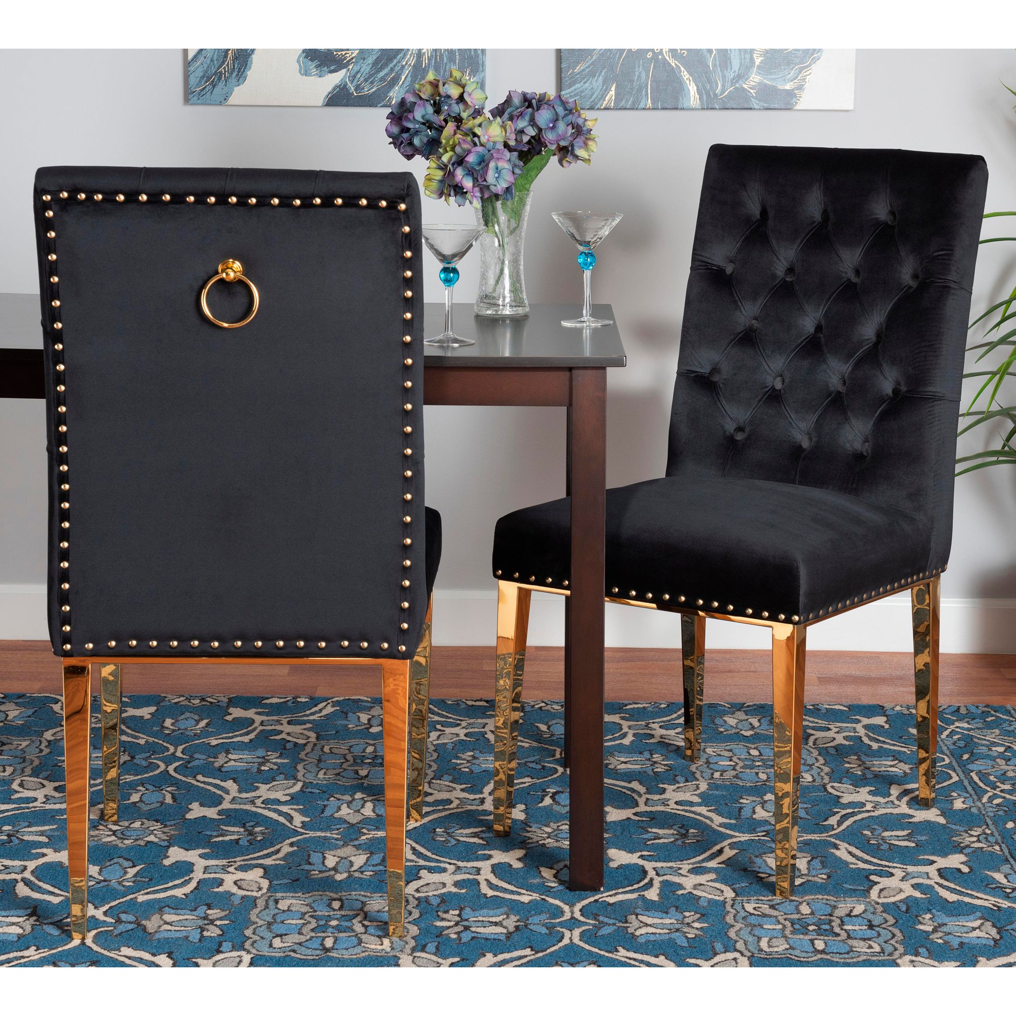 Tufted black dining discount chair