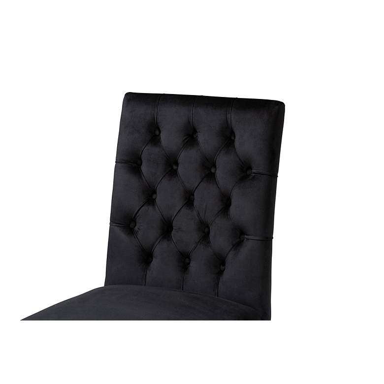Image 6 Caspera Black Velvet Fabric Tufted Dining Chairs Set of 2 more views