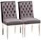 Caspera Gray Velvet Fabric Tufted Dining Chairs Set of 2