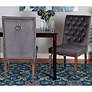 Caspera Gray Velvet Fabric Tufted Dining Chairs Set of 2