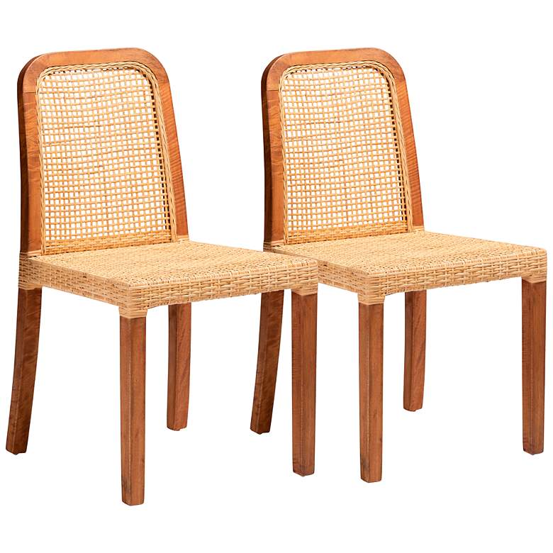 Image 2 Caspia Natural Walnut Brown Dining Chairs Set of 2