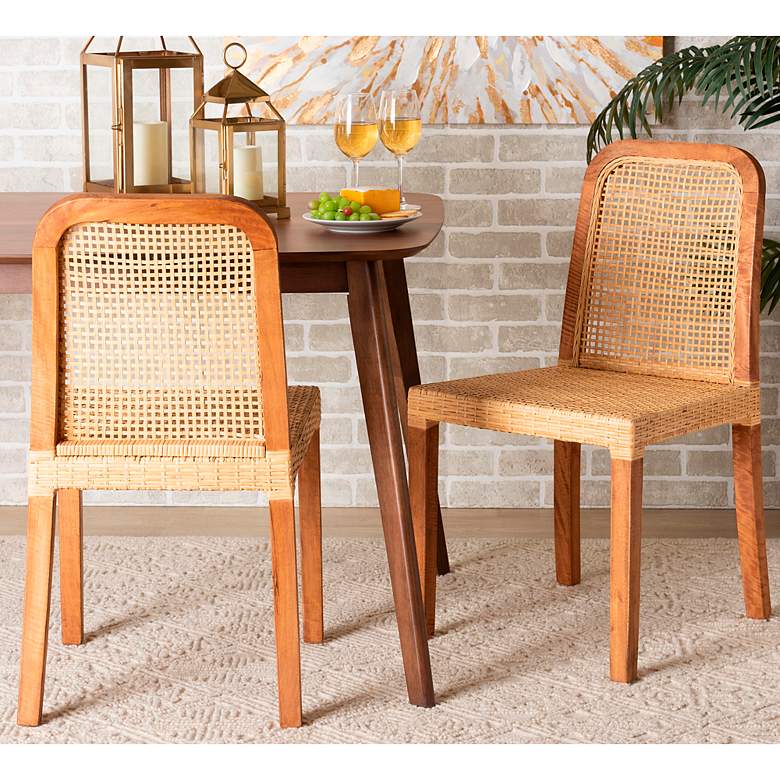 Image 1 Caspia Natural Walnut Brown Dining Chairs Set of 2