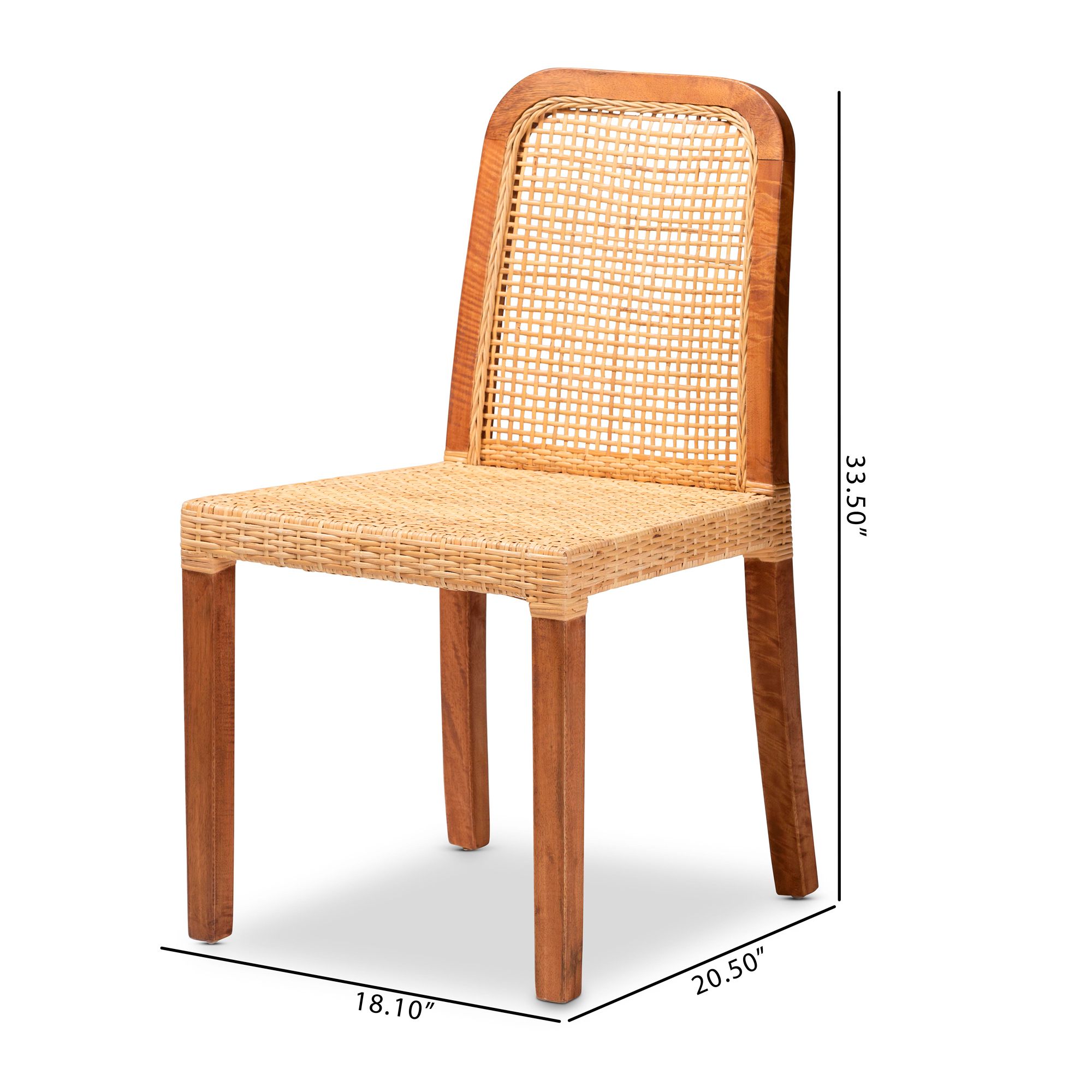 Caspia Natural Walnut Brown Dining Chairs Set of 2