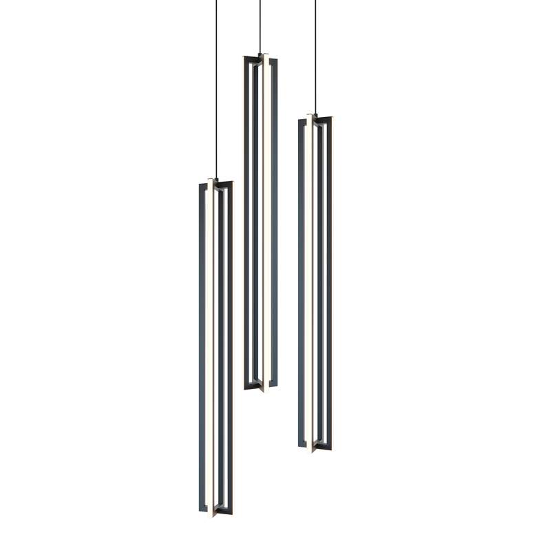 Image 1 Cass 18" Wide Black 3-Light LED Linear Pendant