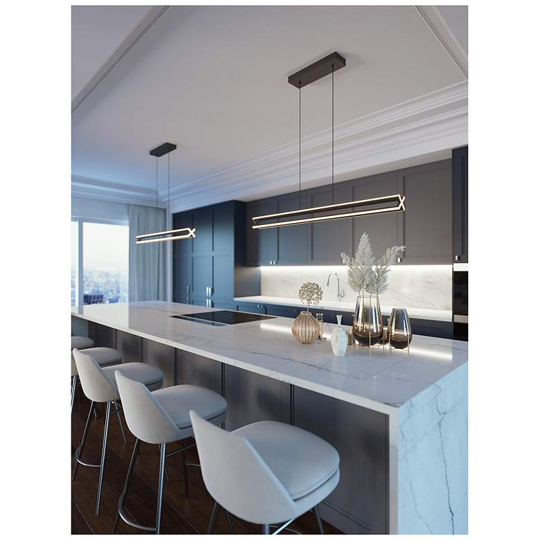 Image 5 Cass 48" Wide Satin Nickel LED Linear Pendant more views