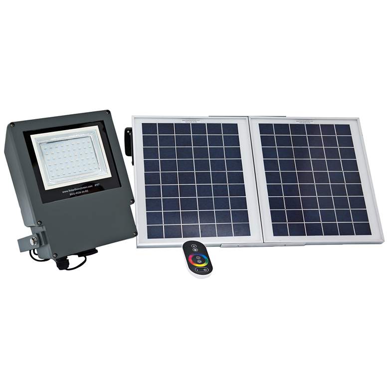 Image 1 Cass 8 1/2" High Gray Solar Color Changing LED Flood Light