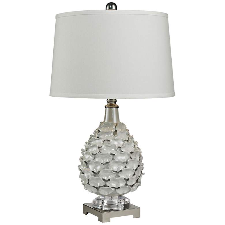 Image 1 Cass Hand Formed White Pearlescent Glaze Ceramic Table Lamp