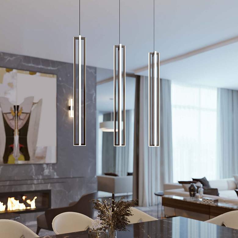 Image 1 Cass Satin Nickel Small Linear Pendant