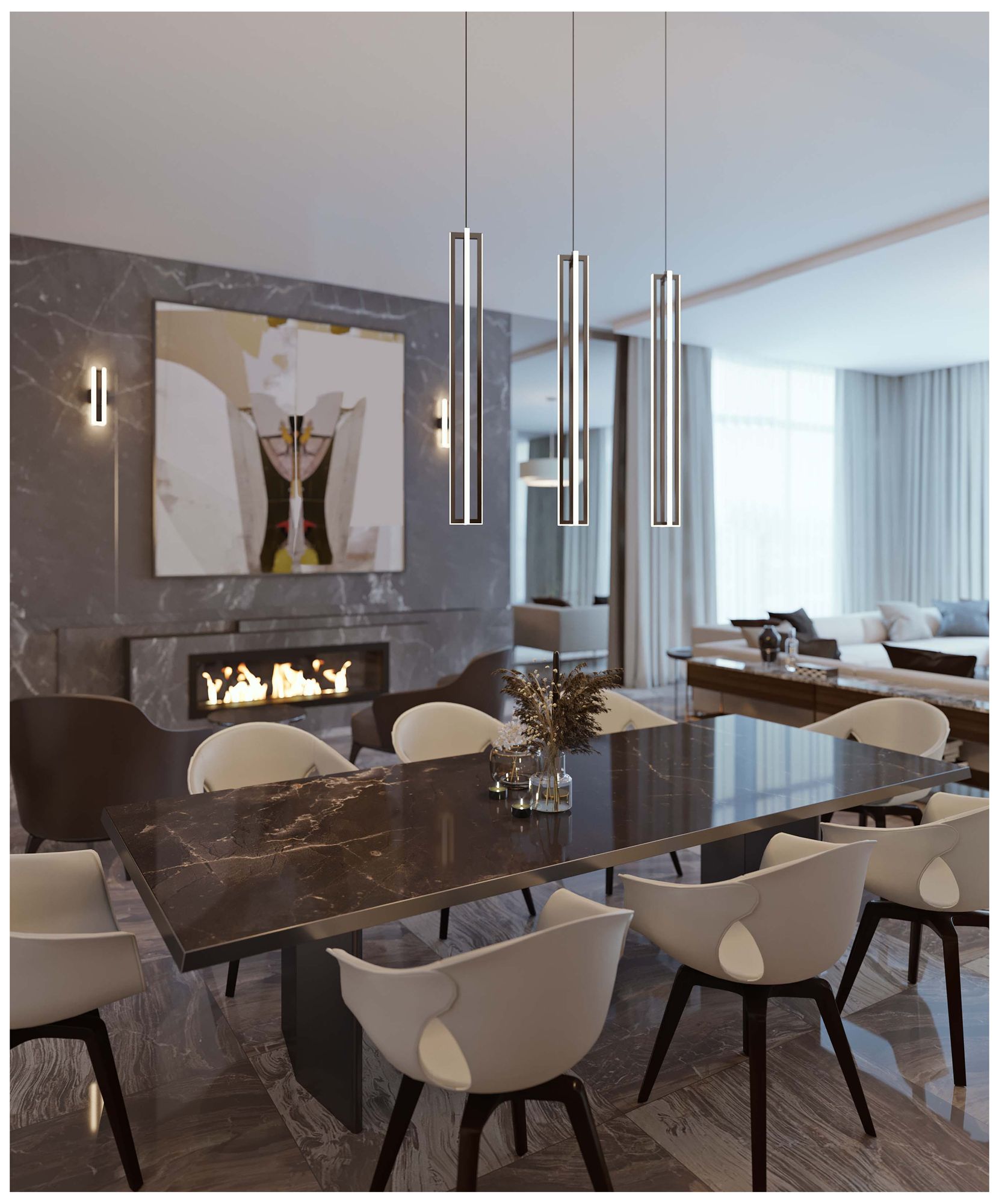 Image 4 Cass Satin Nickel Small Linear Pendant more views