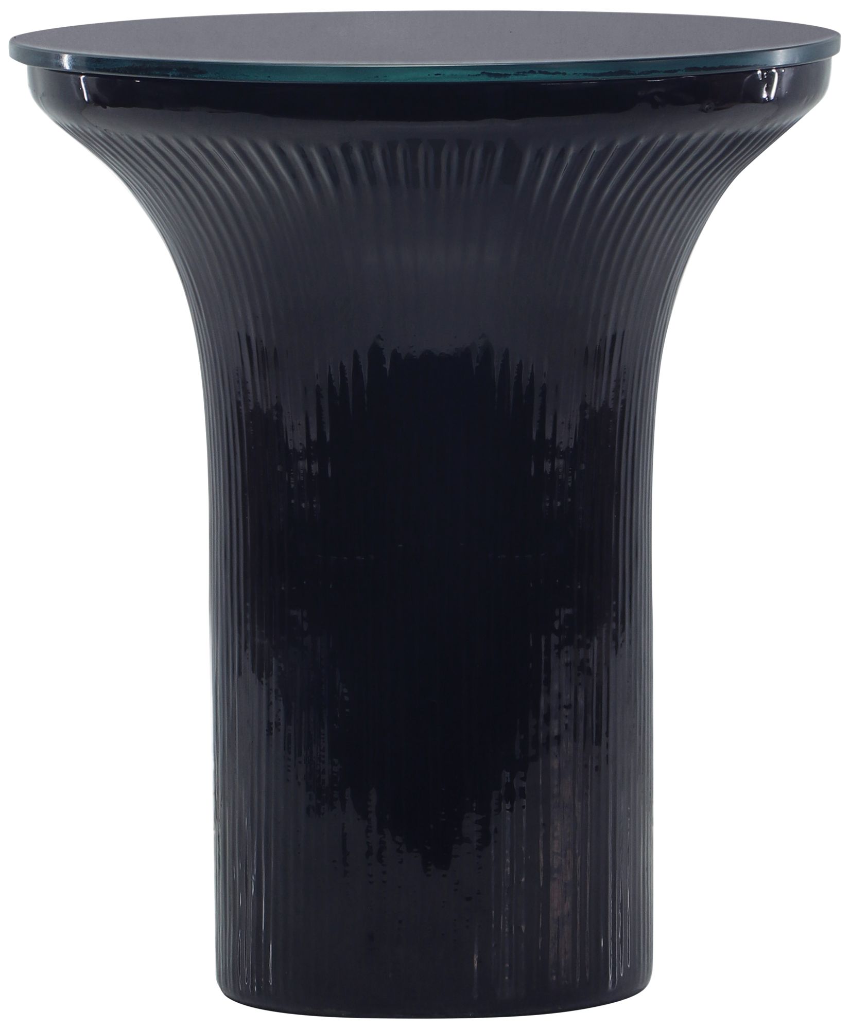 Cassandra 13" Wide Midnight Blue Glass Flared Side Table