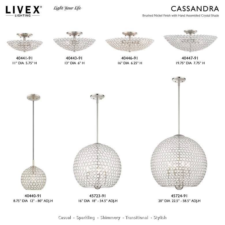 Image 2 Cassandra 2 Light Brushed Nickel Ceiling Mount more views