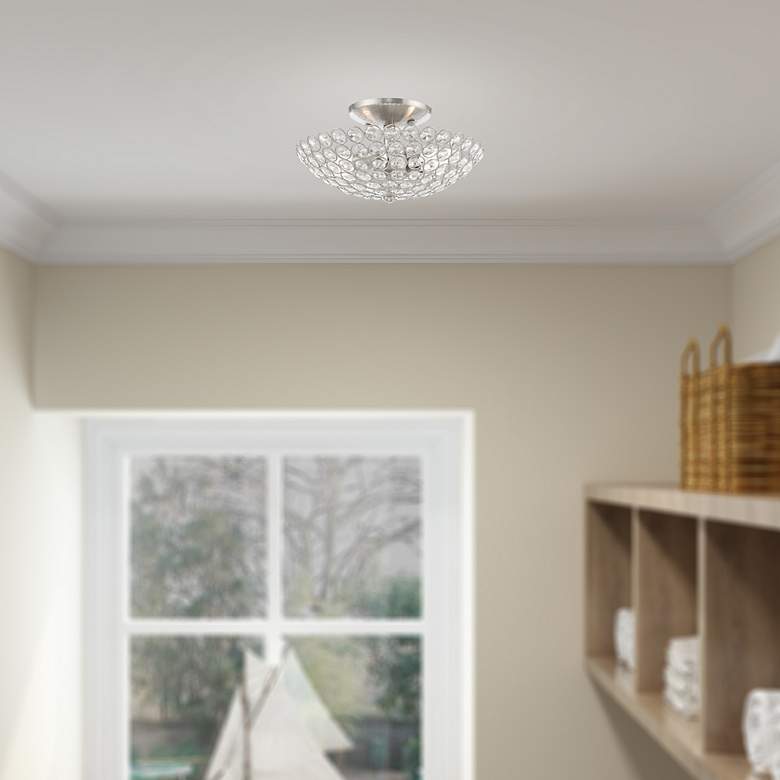 Image 7 Cassandra 2 Light Brushed Nickel Ceiling Mount more views
