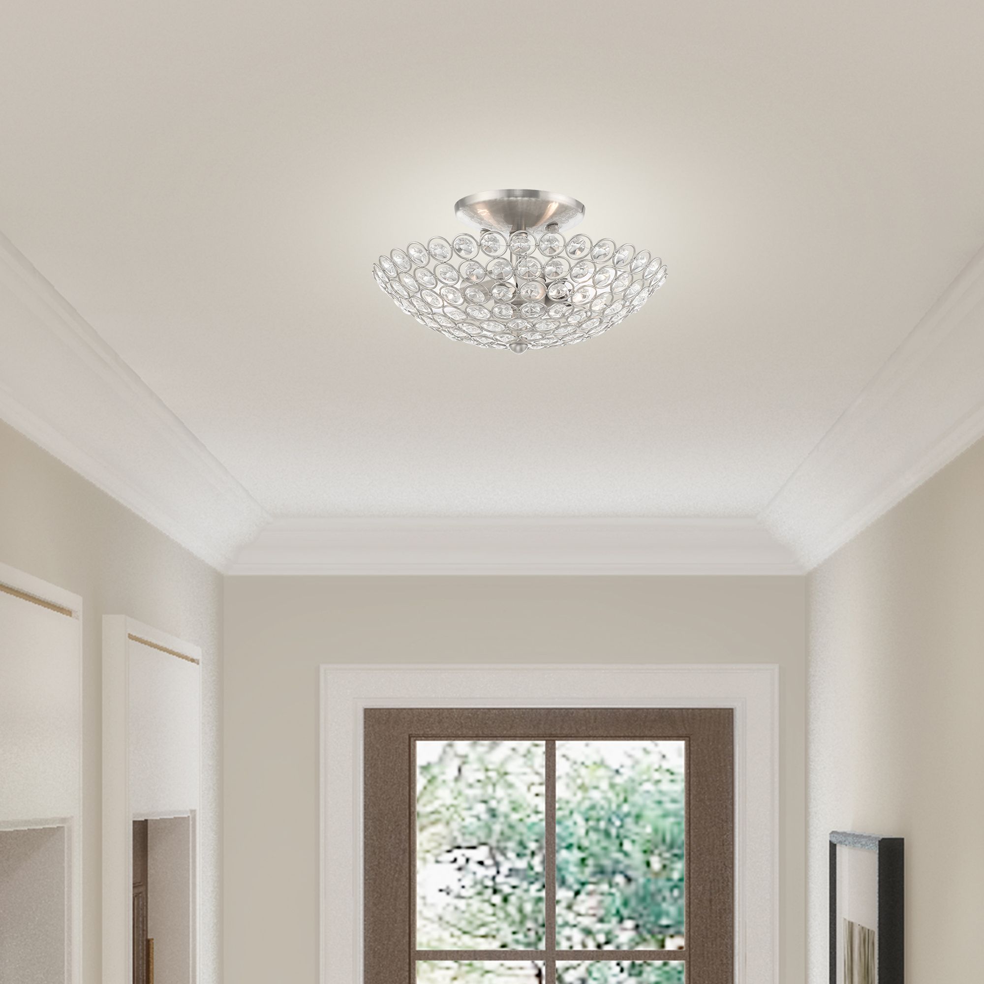 Cassandra 2 Light Brushed Nickel Ceiling Mount