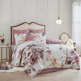 Image2 of Cassandra Blush Floral Queen 8-Piece Comforter Set
