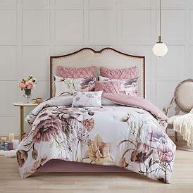 Image1 of Cassandra Blush Floral Queen 8-Piece Comforter Set