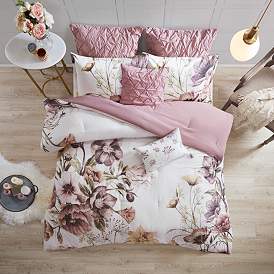 Image3 of Cassandra Blush Floral Queen 8-Piece Comforter Set more views