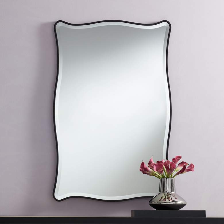 Image 1 Cassandra Matte Black 26" x 40" Rectangular Wall Mirror