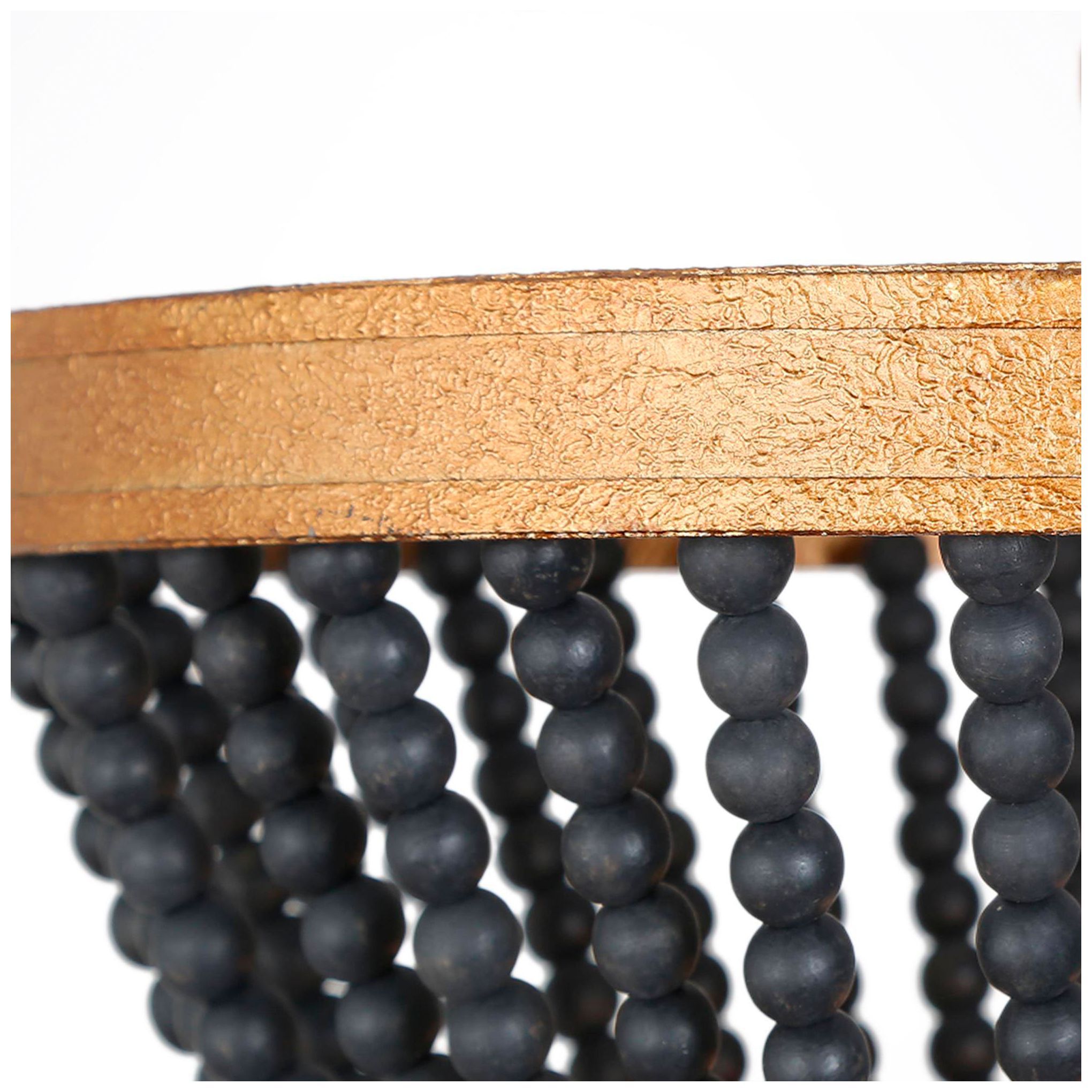 Thumbnail4 of Cassia 13" wide 3-Light Drum Boho Wood Beaded Chandelier more views