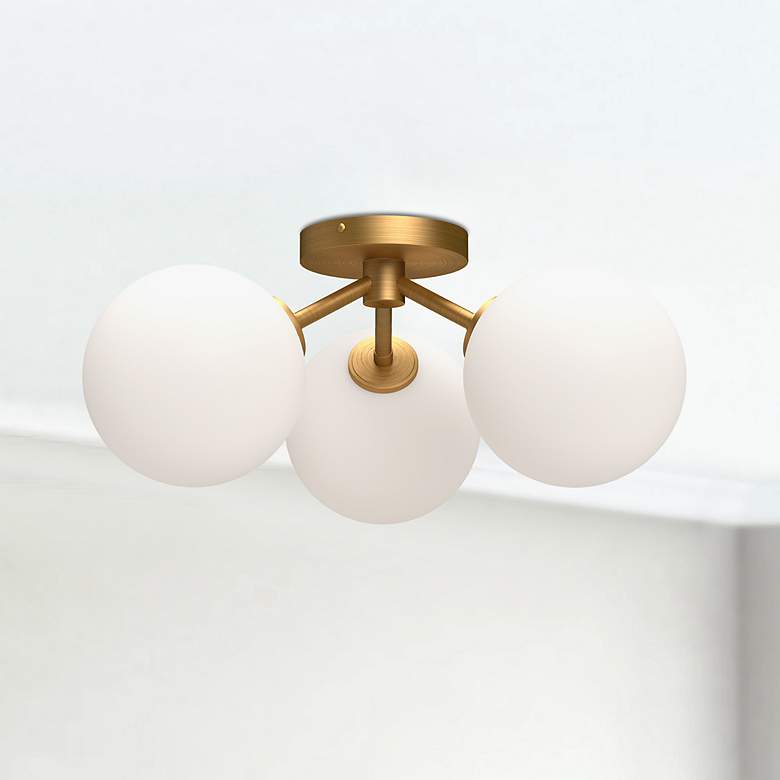 Image 1 Cassia 17 3/4" Wide Aged Gold 3-Light Ceiling Light