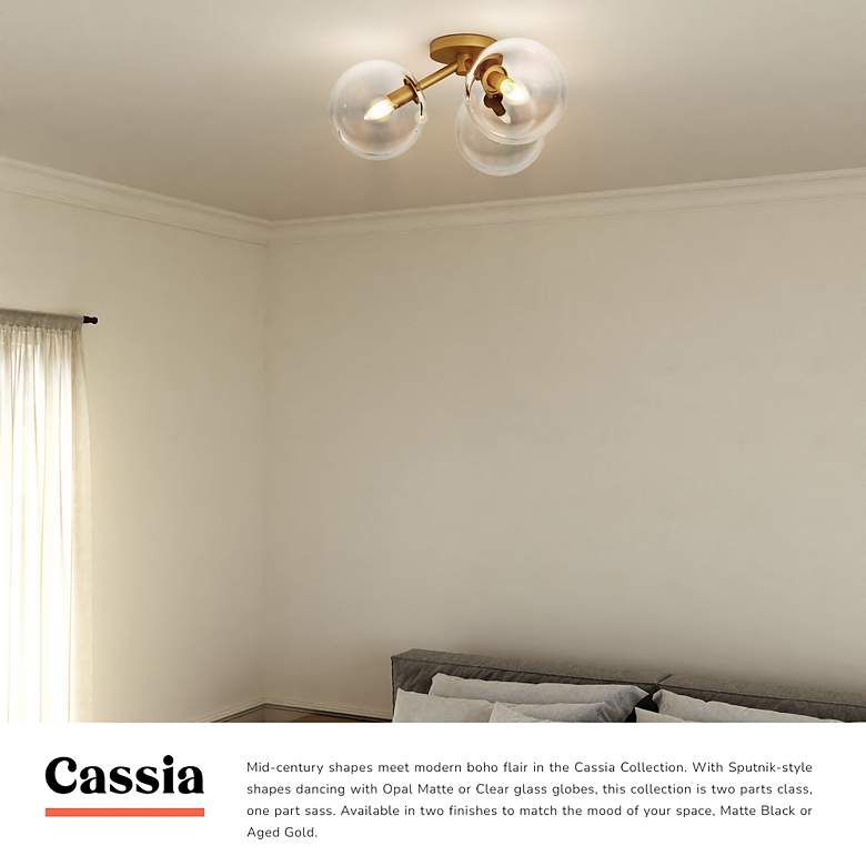 Image 3 Cassia 17 3/4" Wide Aged Gold 3-Light Ceiling Light more views