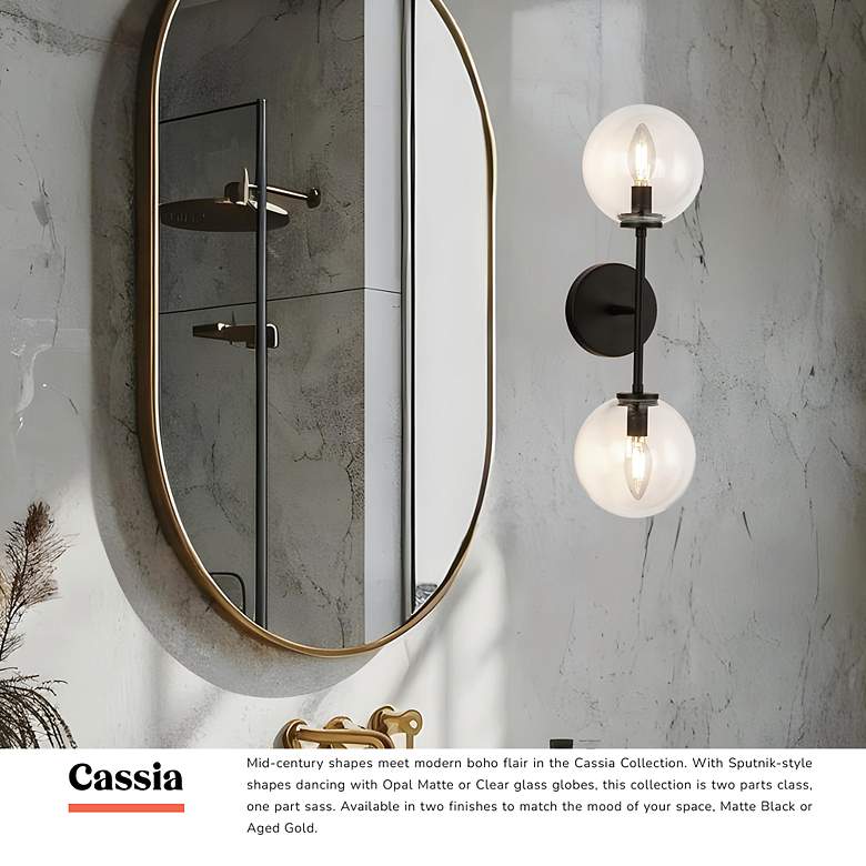 Image 2 Cassia 20 1/4" High Aged Gold 2-Light Wall Sconce more views