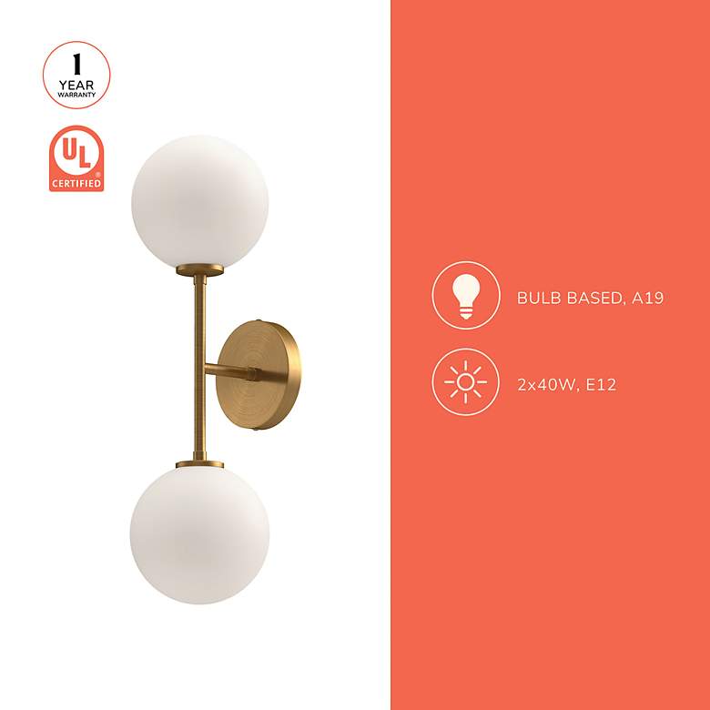 Image 3 Cassia 20 1/4" High Aged Gold 2-Light Wall Sconce more views