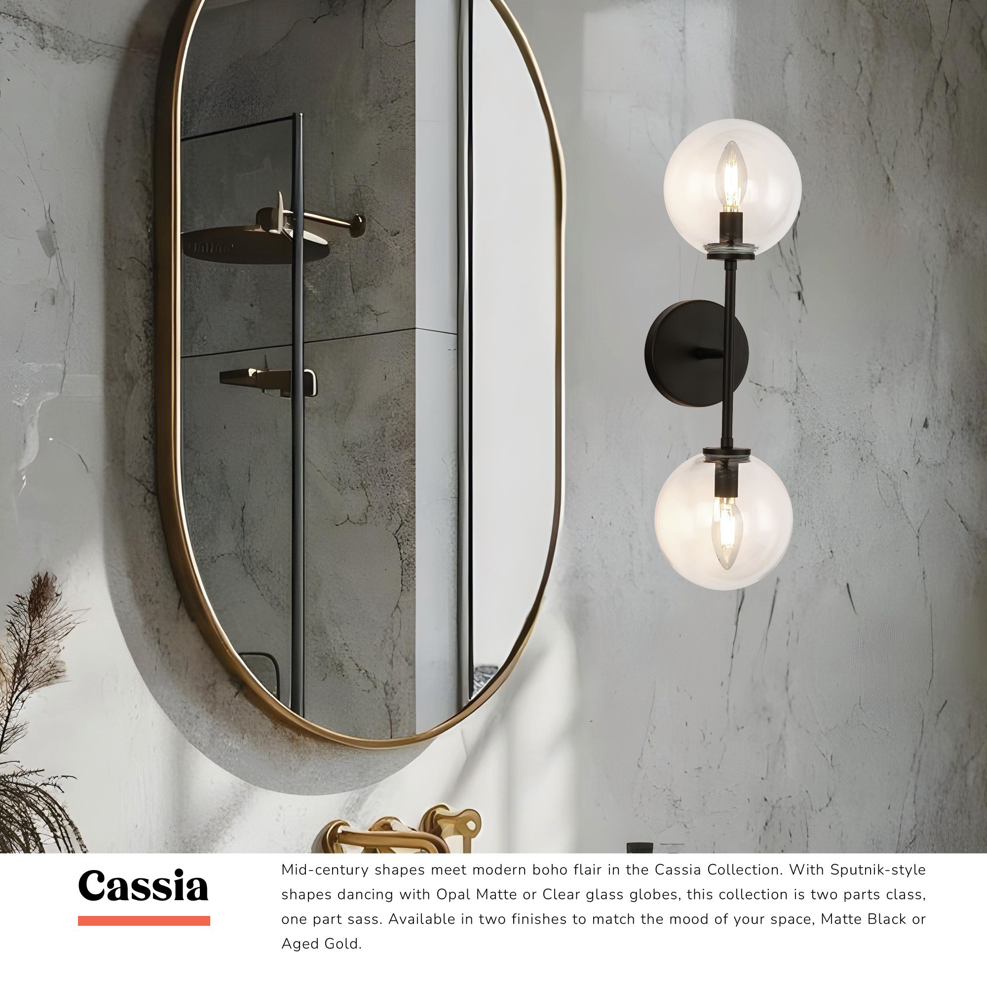 Image 2 Cassia 20 1/4" High Matte Black 2-Light Sconce w/ Opal Glass more views