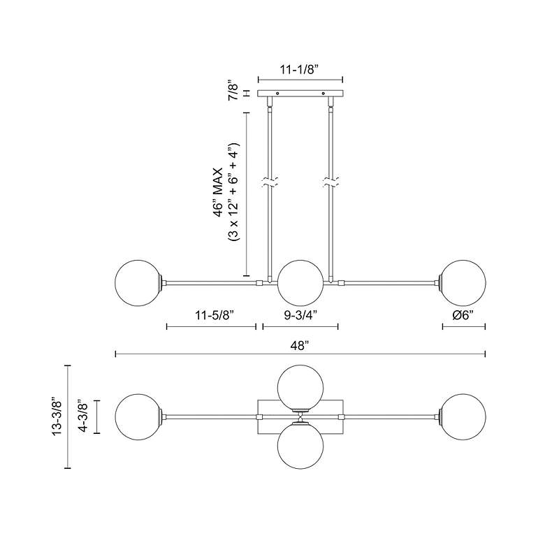 Image 5 Cassia 48" Wide Aged Gold 4-Light Pendant more views