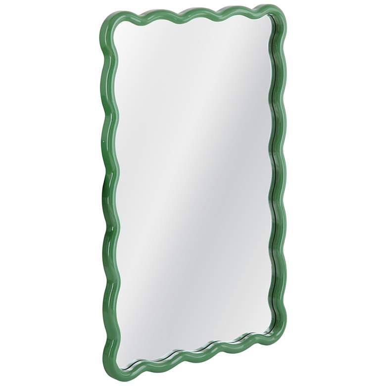 Image 2 Cassia Green 24" x 36" Wavy Rectangular Wall Mirror more views