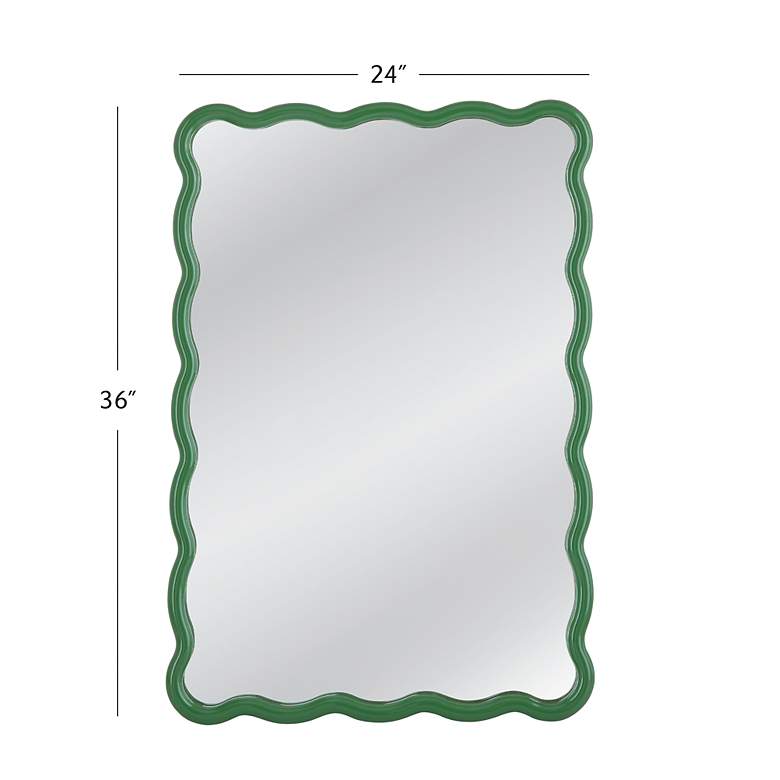 Image 4 Cassia Green 24" x 36" Wavy Rectangular Wall Mirror more views