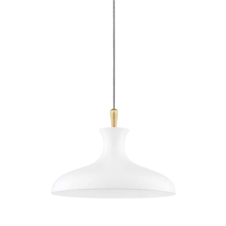 Image 1 Cassidy 15 inch Wide Aged Brass and Soft White Pendant Light