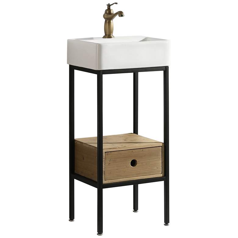 Image 1 Cassidy 16" Wide Natural Wood 1-Drawer Single Sink Vanity