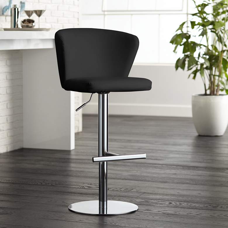 Image 1 Cassidy Black Faux Leather Adjustable Swivel Bar Stool