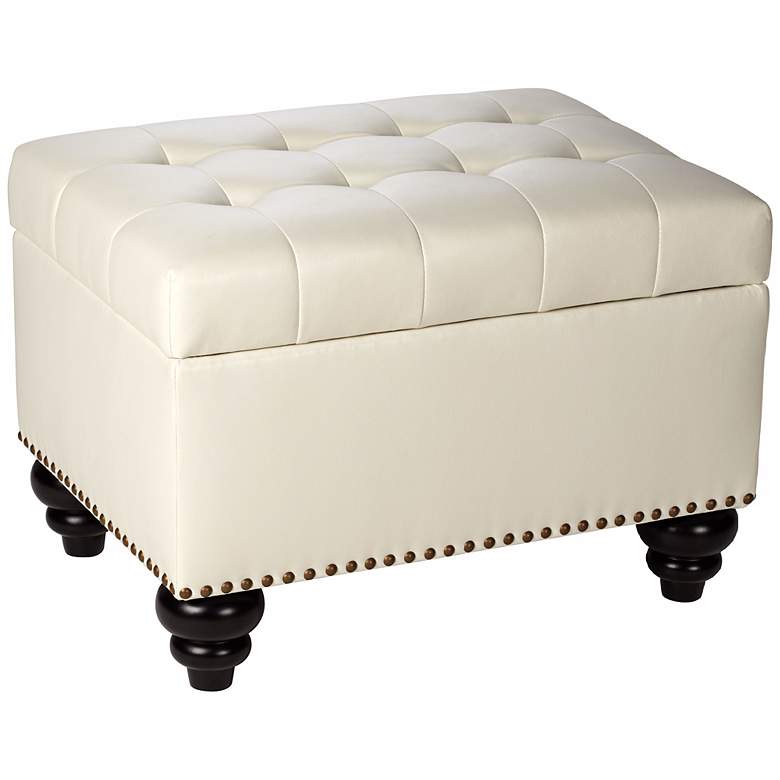 Image 1 Cassidy Tufted White Ottoman