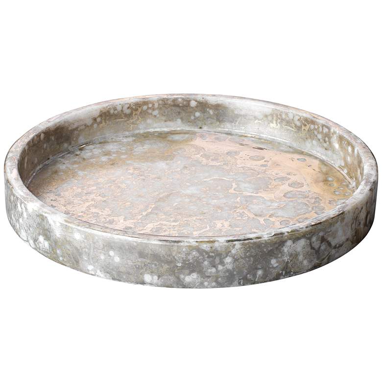Image 1 Cassie 12 inch Wide Silver and Gold Marble Tray 