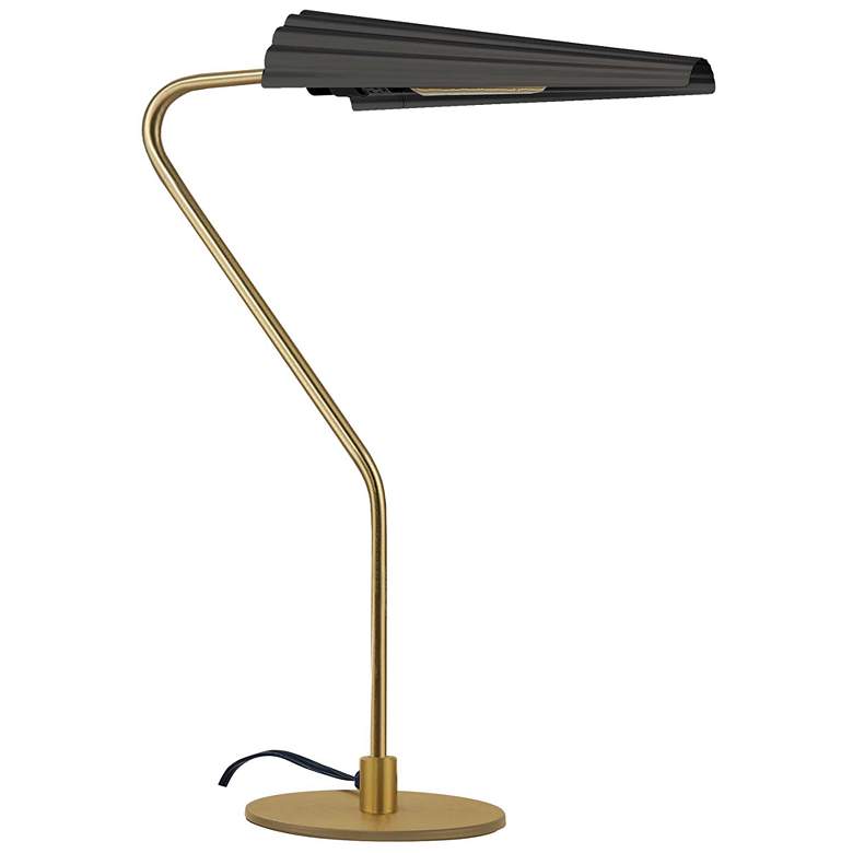 Image 1 Cassie 21.75 inch High Aged Brass Table Lamp With Matte Black Shade