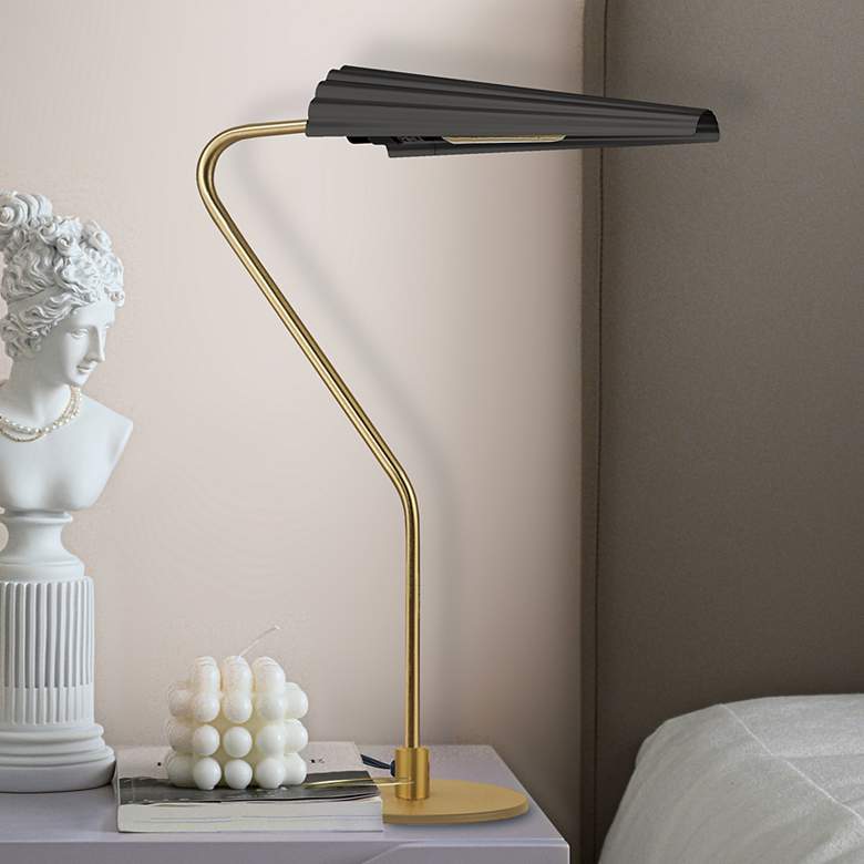 Image 1 Cassie 21.75" High Aged Brass Table Lamp With Matte Black Shade