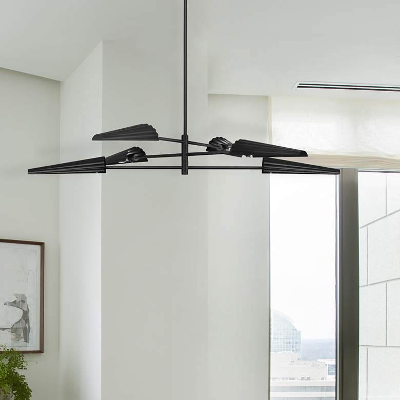 Image 2 Cassie 47 3/4" Wide Matte Black 6-Light Chandelier more views